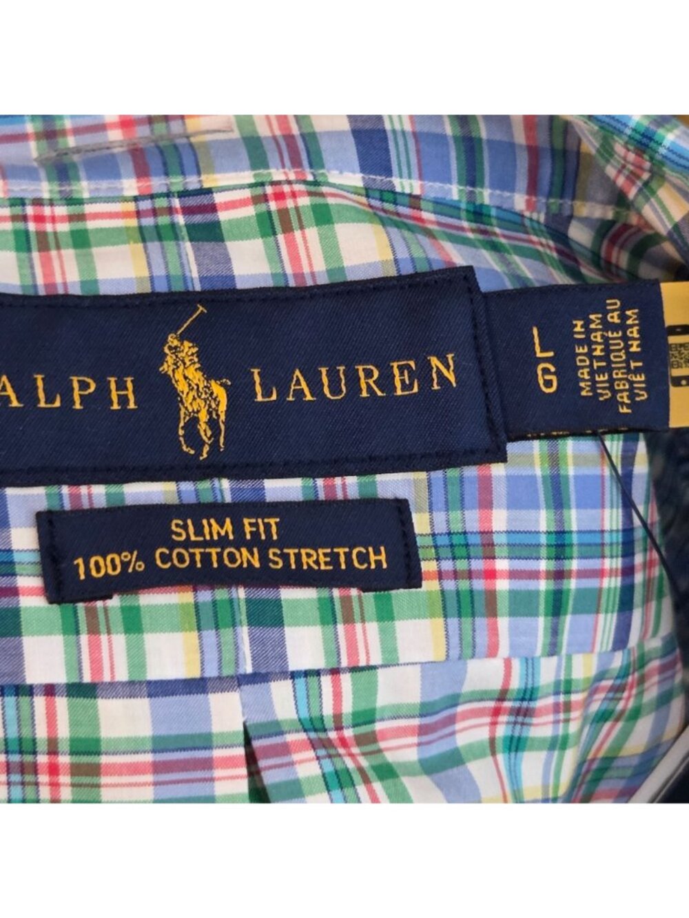 Ralph Lauren NWT Men’s Slim Fit Plaid Button Up Shirt Blue Size L - Picture 8 of 11